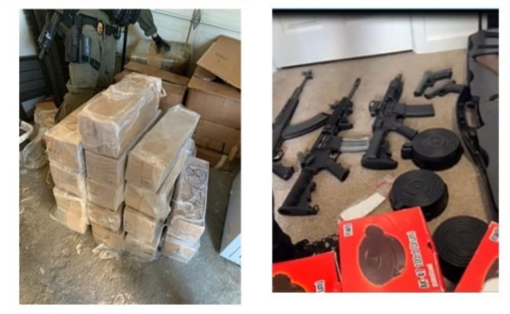 Una incautación de metanfetamina en el puerto de Otay Mesa y armamento de alto poder y grado militar exclusivo , supuestamente ligados a René Arzate García. Foto: Especial