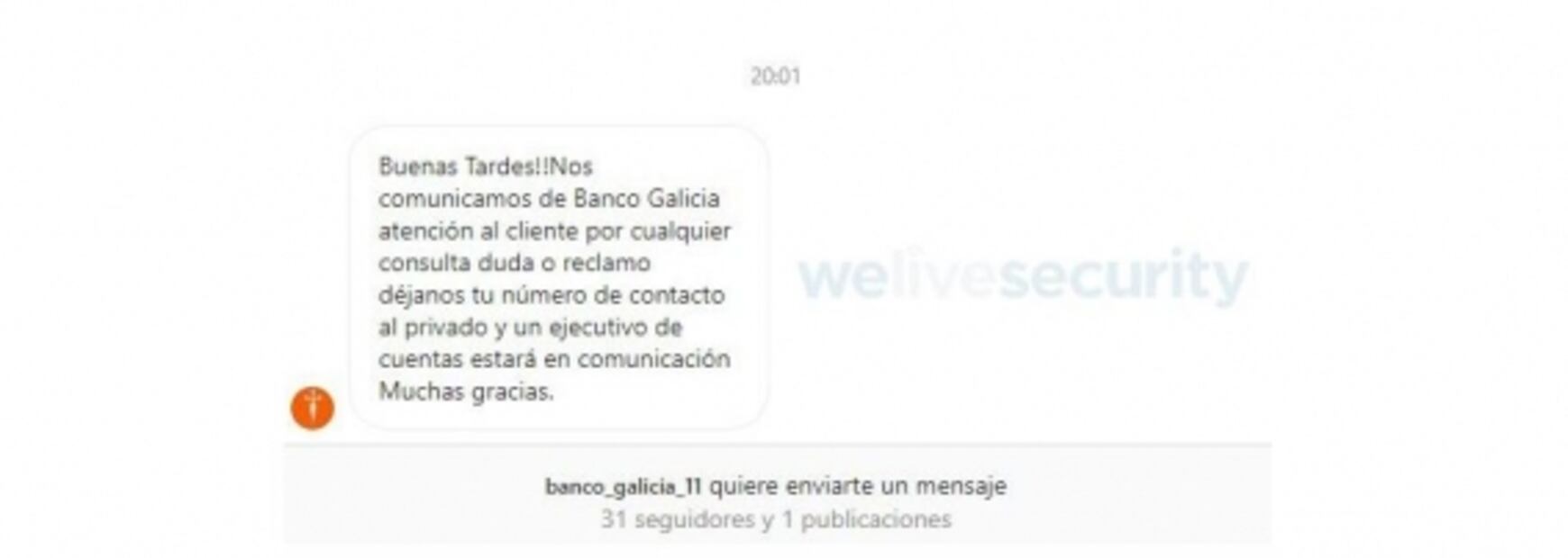 Tu banco no tiene servicio al cliente a través de Instagram, no compartas tus datos 