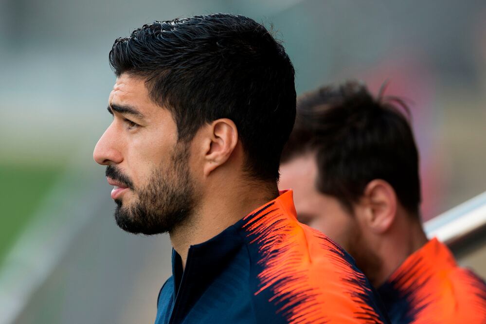 AFP. Luis Suárez durante un entrenamiento del Barcelona
