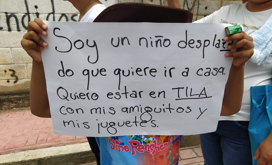 Desplazados que dejaron sus hogares en Tila, por la violencia que ejerció un grupo paramilitar. Foto: Cortesía