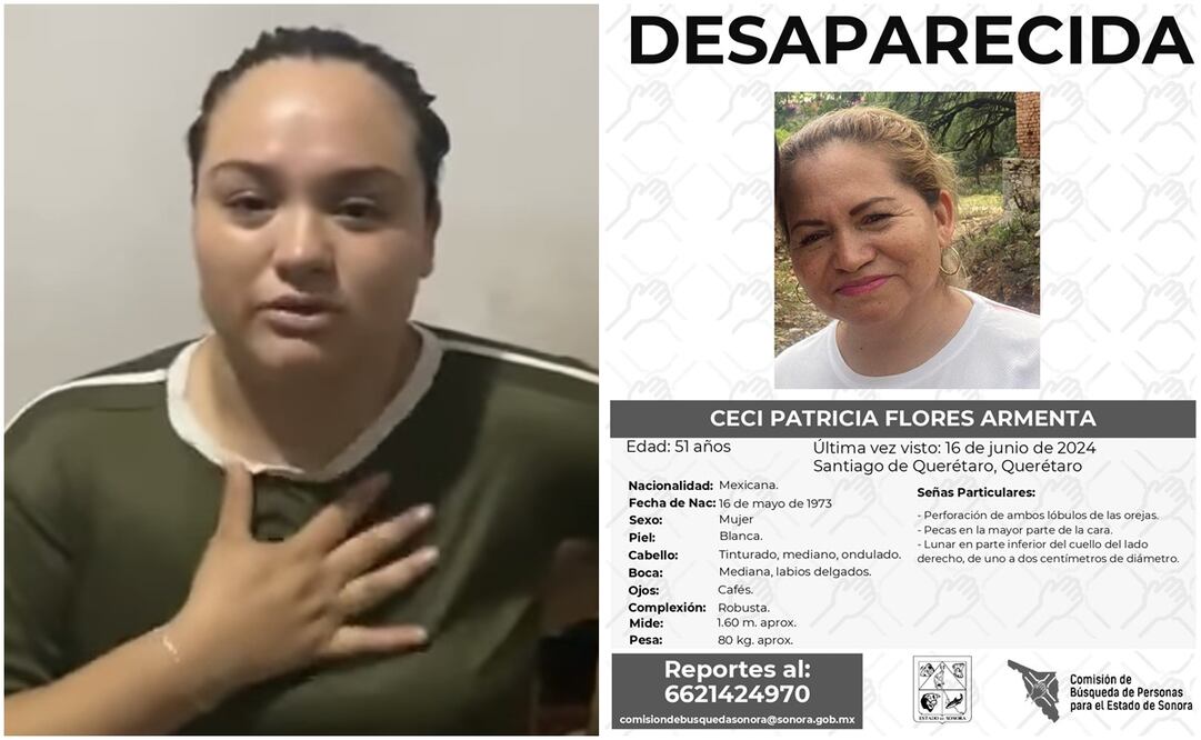 Milagros Flores, hija de Ceci Flores (Izq). Ceci Flores, líder del colectivo Madres buscadoras de Sonora (Der), acusó que las autoridades se niegan a entrar a buscar a su mamá. Fotos: Especiales