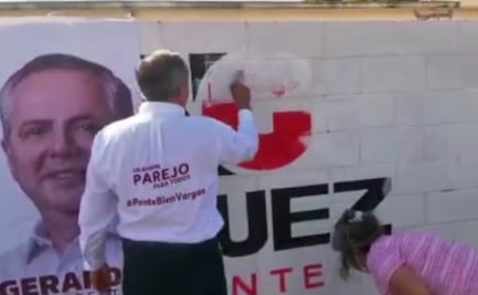 Candidato de Morena en Ahome borra de barda propaganda de contrincante del PT