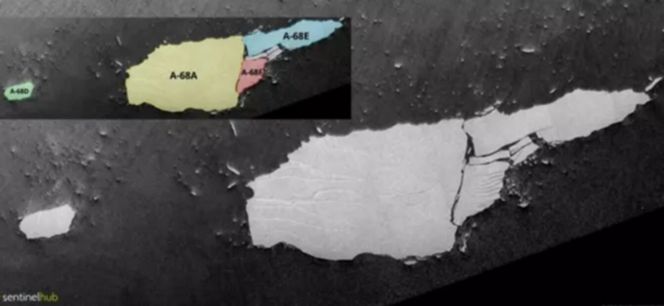 El iceberg colosal A68a se ha roto por fin en pedazos