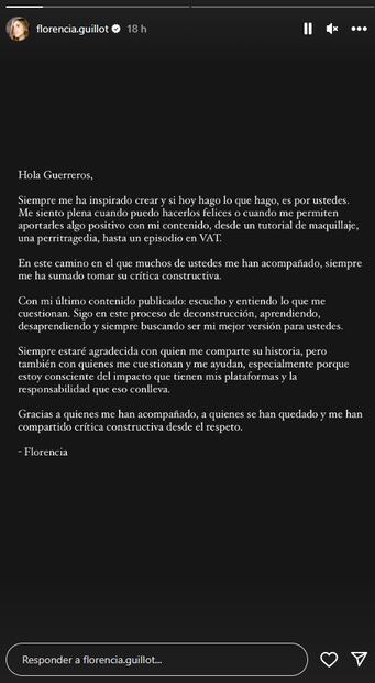 Florencia Guillot. Foto: Captura de pantalla tomada de Instagram