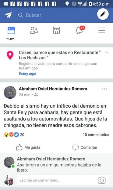 Tras sismo, reportan robos a automovilistas y peatones en Santa Fe