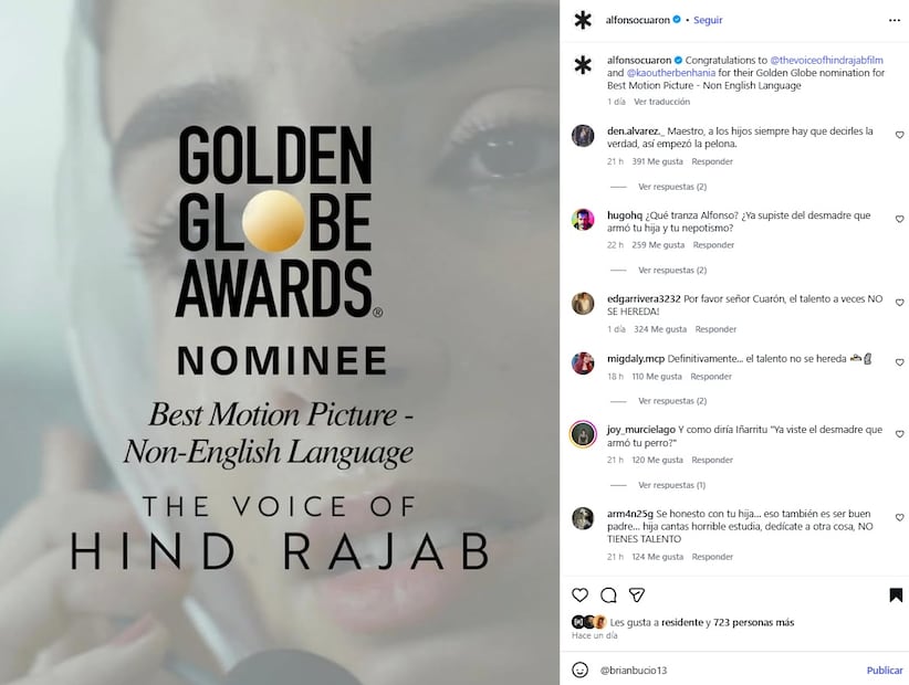 Alfonso Cuarón recibe reclamos por la presentación de su hija Bu en el concierto de Dua Lipa en México.