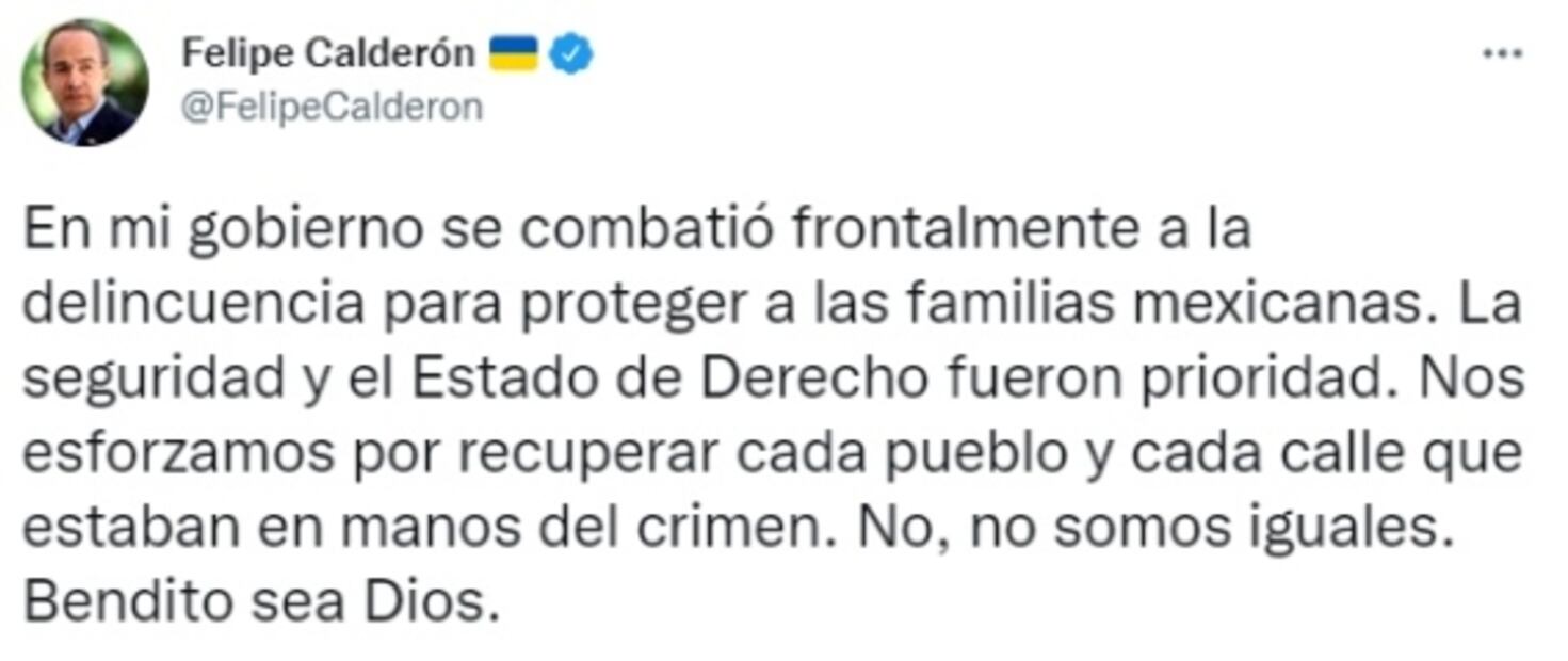 "No, no somos iguales. Bendito sea Dios", responde Felipe Calderón a AMLO