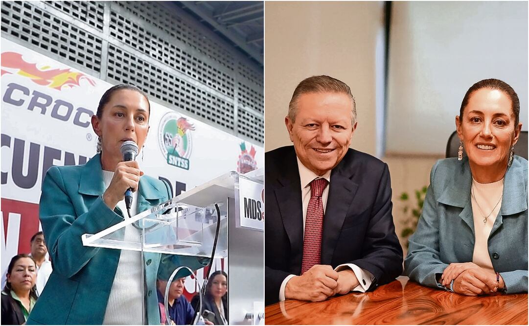 El pasado lunes por la tarde, Claudia Sheinbaum se reunió con sindicatos en la Ciudad de México. Portaba un traje sastre verde y una blusa blanca. Ayer martes, la aspirante presidencial publicó una nueva imagen junto al ministro Arturo Zaldívar en la que se aprecia con la misma vestimenta del día anterior. Foto Especial | Twitter