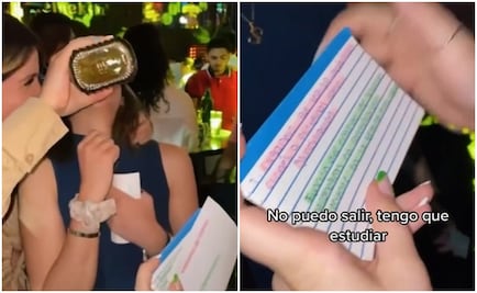 Joven se hace viral tras salir de fiesta y llevar sus apuntes para estudiar en plena discoteca