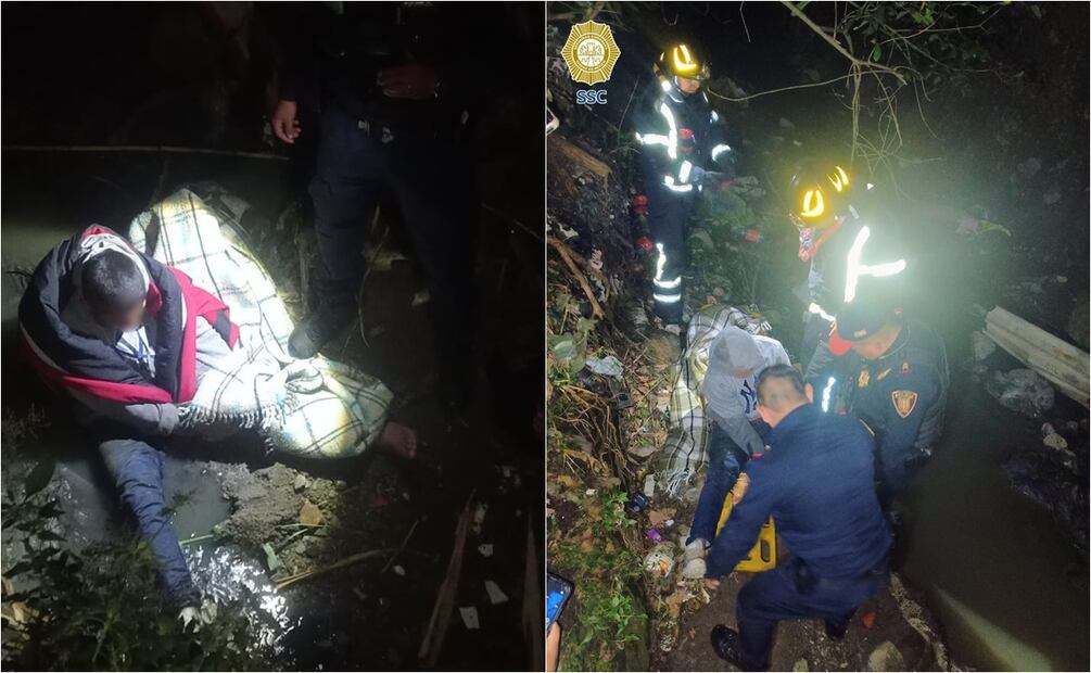 Rescatan a hombre tras caer a un barranco de 20 metros en Álvaro Obregón; la víctima fue trasladada al hospital. Foto: Especial