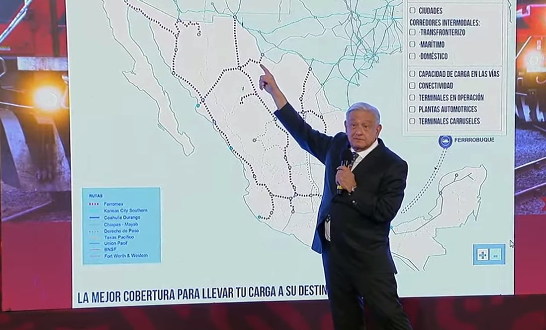 El presidente Andrés Manuel López Obrador aseguró que “lo vamos a hacer de una o de otra manera” para que en las concesionarios de ferrocarriles de carga puedan dar el servicio para trenes de pasajeros. Foto: especial