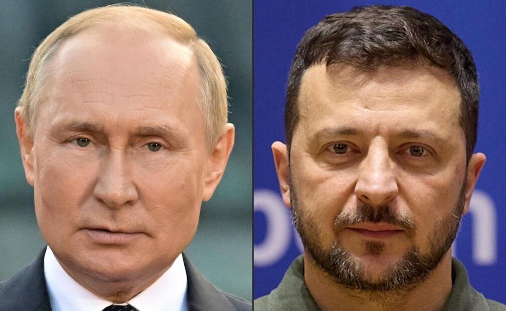 Vladímir Putin y Volodímir Zelensky. Foto: AFP
