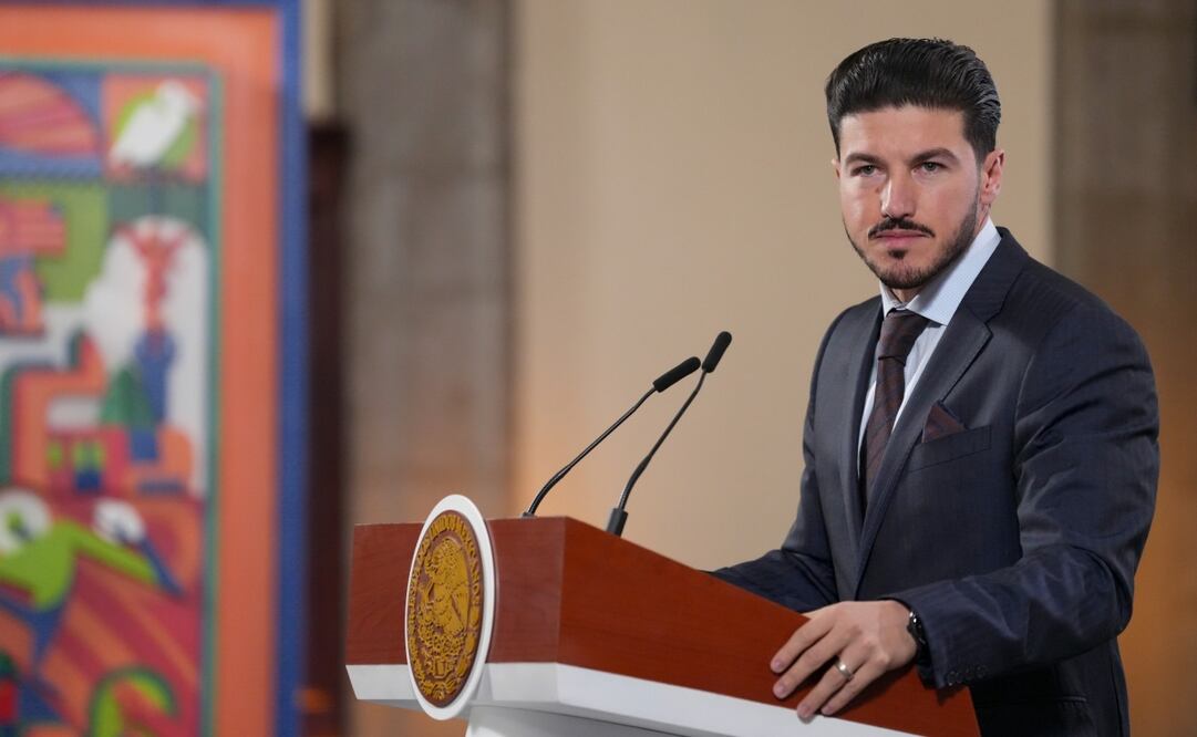 Samuel García, gobernador de Nuevo León, en la conferencia matutina del 27 de noviembre de 2025. Foto: Presidencia