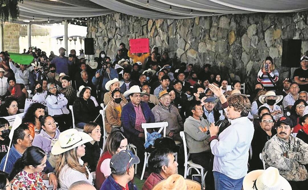 Delfina Gómez dijo a representantes del sector campesino que promoverá la producción agrícola del Edomex. Foto: Especial