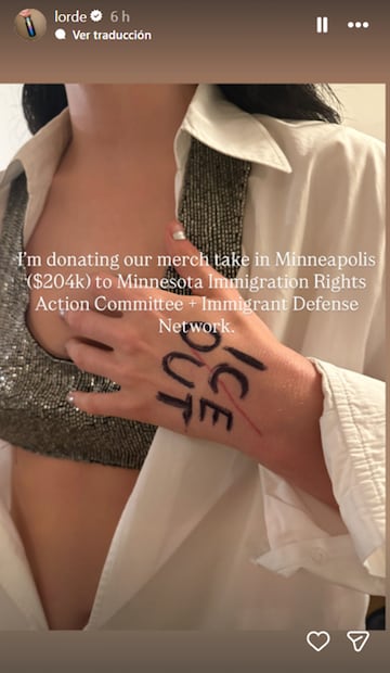 Con esta imagen, Lorde expresó su rechazo al ICE. Foto: Redes sociales.