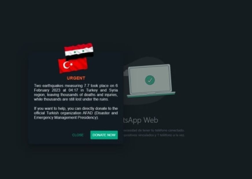 Terremoto en Turquía: WhatsApp envía mensaje para ayudar con donativos a damnificados