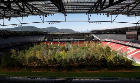 ¡Convierten estadio de futbol en un bosque!