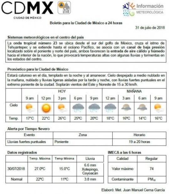 Prevén martes con tormentas fuertes en CDMX y Edomex 