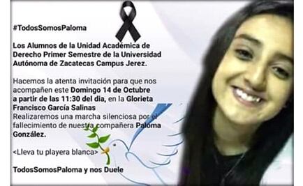 Convocan a marcha silenciosa por feminicidio de estudiante en Zacatecas