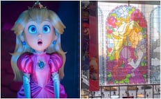 Super Mario Galaxy: recrean ventana del Castillo de la Princesa Peach en Nueva York; vitral conquista a los fans