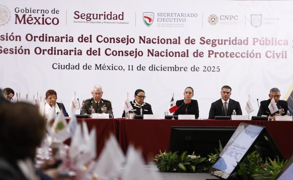 Claudia Sheinbaum encabeza la 52 Sesión Ordinaria del Consejo Nacional de Seguridad Pública en Palacio Nacional (11/12/2025). Foto: Diego Simón Sánchez / EL UNIVERSAL