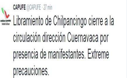 Reportan cierre de circulación en libramiento de Chilpancingo