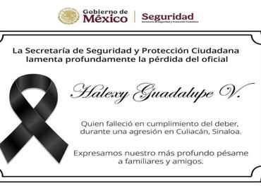 Llegan a Guaymas restos del agente Halexy Guadalupe, asesinado en Culiacán; era elemento federal de la SSPC