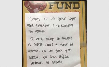 Nota en restaurante amaga a empleados que participen en Un día sin Inmigrantes