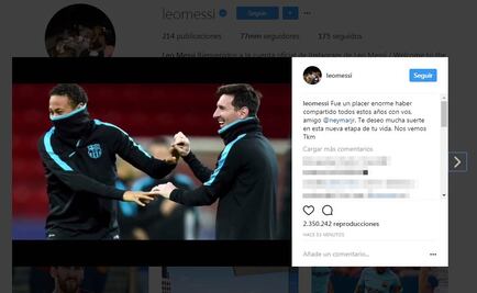 El emotivo mensaje con el que Messi se despide de Neymar: "Nos vemos. Tkm", escribe