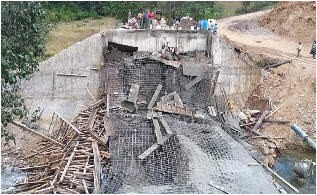 Colapsa puente en construcción en comunidad ayuujk de Oaxaca; hay 6 heridos. Foto. Especial