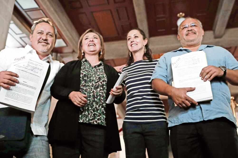 Los jefes delegacionales de Tláhuac, Rigoberto Salgado; Miguel Hidalgo, Xóchitl Gálvez; Tlalpan, Claudia Sheinbaum, y Xochimilco, Avelino Méndez, cuestionaron la poca importancia que dan los diputados locales hacia la Suprema Corte. (ALEJANDRA LEYVA)