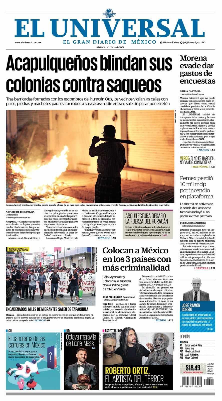 Portada impresa 31 de octubre 2023