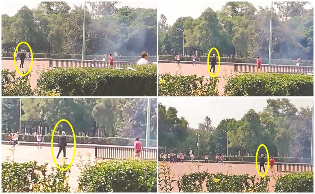 En un video de EL UNIVERSAL se observa a Jesús Teófilo Licona Ferro (círculo amarillo), coordinador operativo de Vigilancia UNAM, en el momento de la agresión de los porros, sin que intente intervenir para frenar el ataque. Foto:TERESA MORENO. ELUNIVERSAL