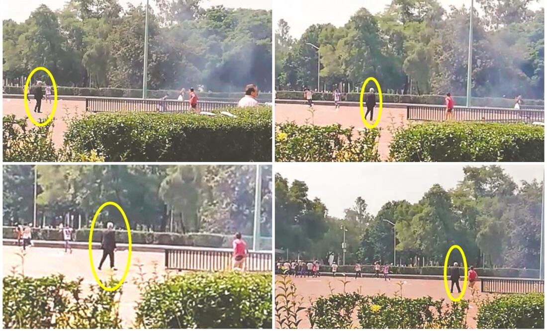 En un video de EL UNIVERSAL se observa a Jesús Teófilo Licona Ferro (círculo amarillo), coordinador operativo de Vigilancia UNAM, en el momento de la agresión de los porros, sin que intente intervenir para frenar el ataque. Foto:TERESA MORENO. ELUNIVERSAL