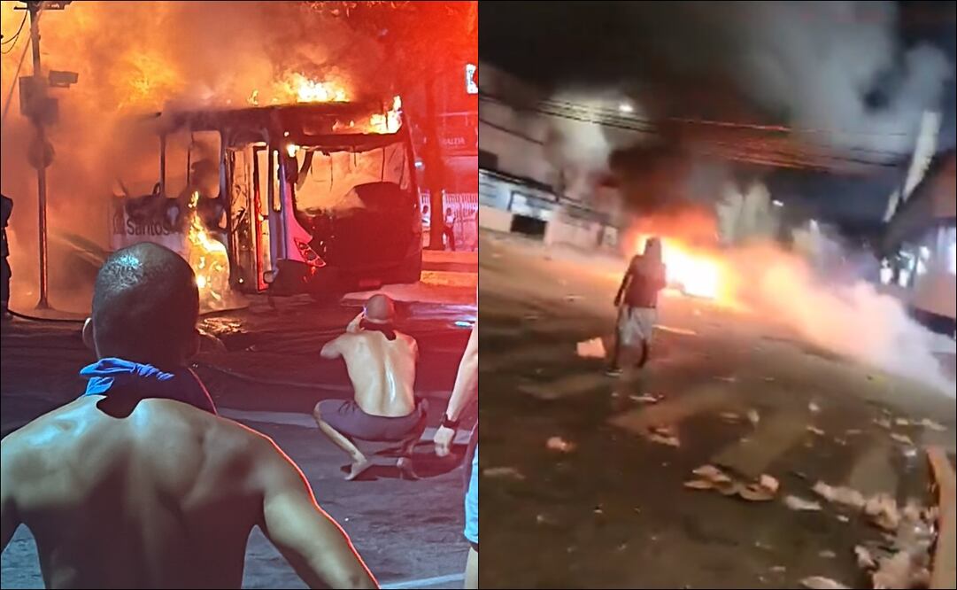 Los destrozos e incendios provocados por afición de Santos / Foto: Especiales