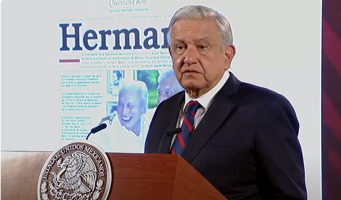 El presidente Andrés Manuel López Obrador expresó su más profundo pésame por la muerte de su “hermano” y compañero de lucha, el periodista yucateco Mario Renato Menéndez Rodríguez. Foto: especial