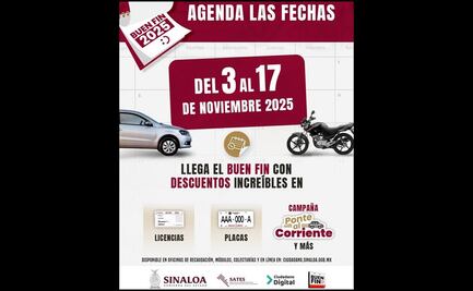 Gobierno de Sinaloa anuncia descuentos por el Buen Fin en trámites vehiculares