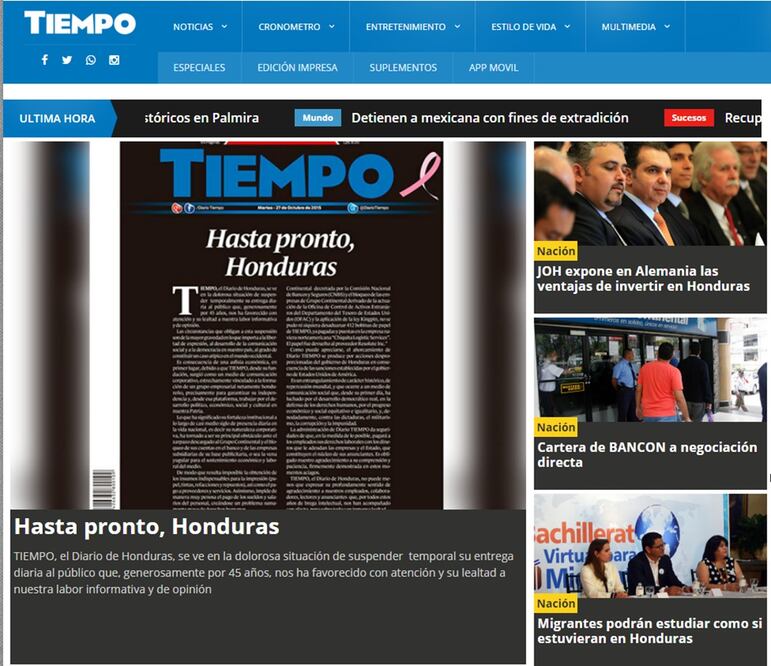 Cierra en Honduras diario de familia acusada de lavado de dinero