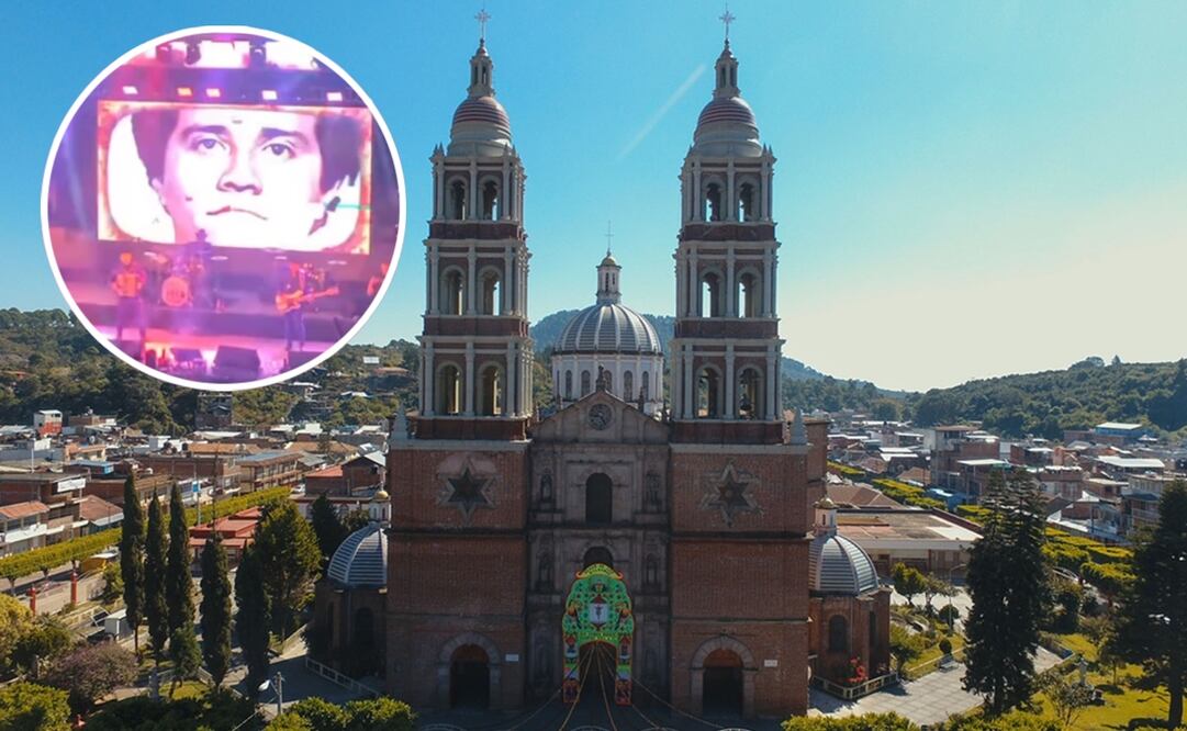 Proyectan imágenes de "El Mecho" durante concierto en Michoacán. Fotos: Uruapan y captura de video
