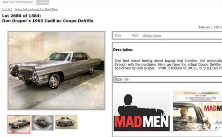 Subastarán los recuerdos de "Mad Men"