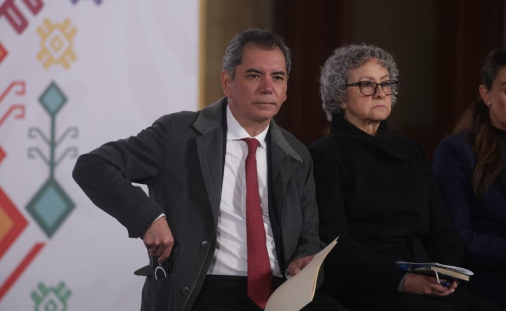 Édgar Amador, secretario de Hacienda y Crédito Público, en la conferencia matutina en Palacio Nacional el 3 de febrero de 2026. Foto: Carlos Mejía / EL UNIVERSAL