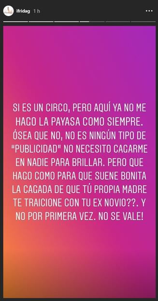 Me tiene dolida ver a mi mamá paseando con mi ex: Frida Sofía 
