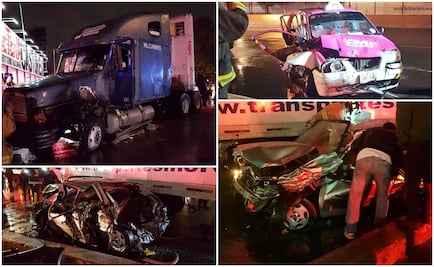 Persecución de tráiler en Circuito deja 9 heridos y 15 vehículos chocados