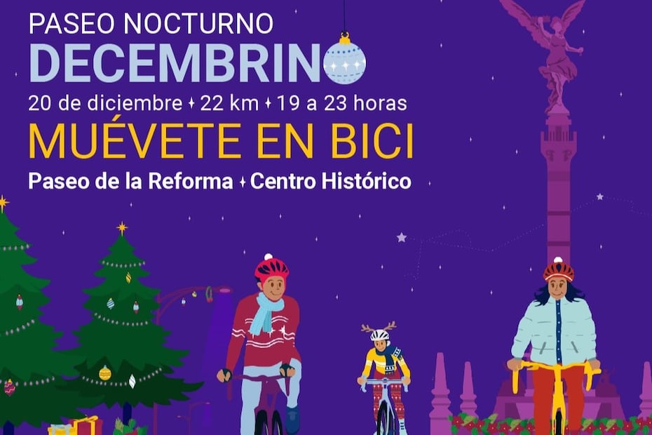 El paseo en bici de la CDMX busca promover la actividad física y compartir el espíritu de la Navidad. Foto: Facebook Muévete en Bici CDMX