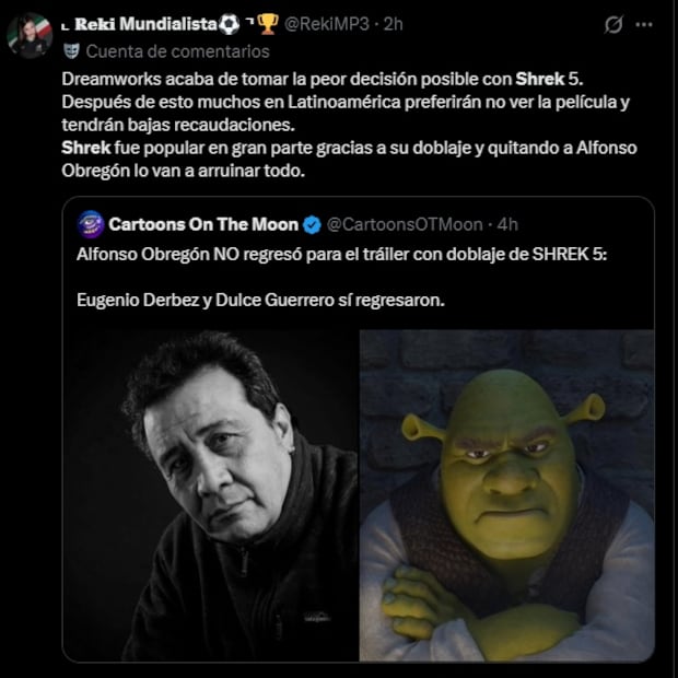 Fans critican cambios en Shrek 5 y ausencia de Alfonso Obregón. Foto: Captura de pantalla
