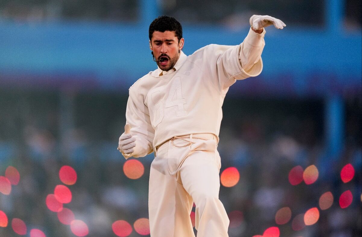 Bad Bunny en el Super Bowl LX.
Foto: AP