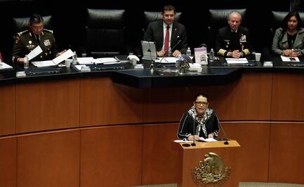 Comparece ante el Senado secretaria de Seguridad; asisten titulares de Sedena y Marina