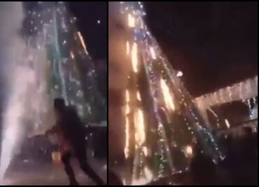 Se incendia árbol de Navidad en comunidad de Tula, Hidalgo
