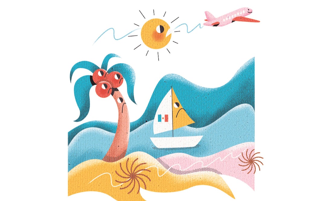 Los principales destinos de playa enfrentan la temporada vacacional de verano más triste de los últimos tres años. Ilustración de Ani Cortés