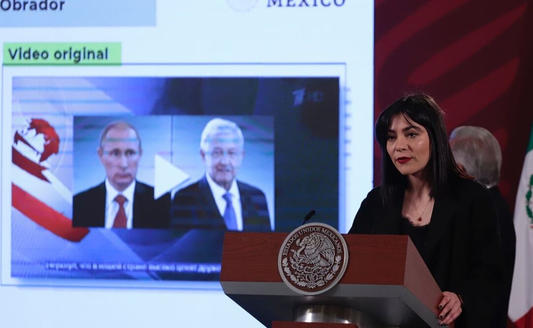 La encargada de “las mentiras de la semana” acusó que se falseó un video de la televisión rusa para difundir información falsa de AMLO. Foto: Berenice Fregoso / EL UNIVERSAL